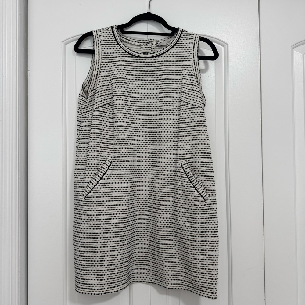 LOFT Black and White Striped Mini Dress